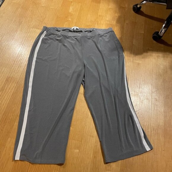 Sympli Gray Cropped Pants with White Stripe - Picture 3 of 8